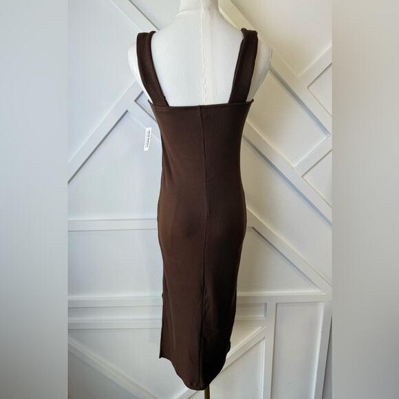 NWT Old Navy Sleeveless Fitted Square Neck Knit Midi Dress Espresso Brown Small - Picture 6 of 11